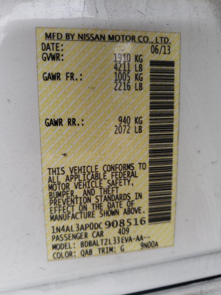 Photo 10 from auction – 2013 NISSAN ALTIMA 2.5 with VIN 1N4AL3AP0DC908516