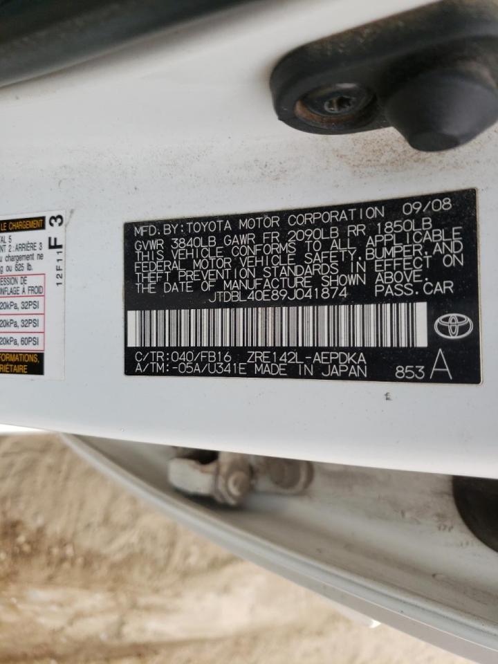 Photo 10 from auction – 2009 TOYOTA COROLLA with VIN JTDBL40E89J041874