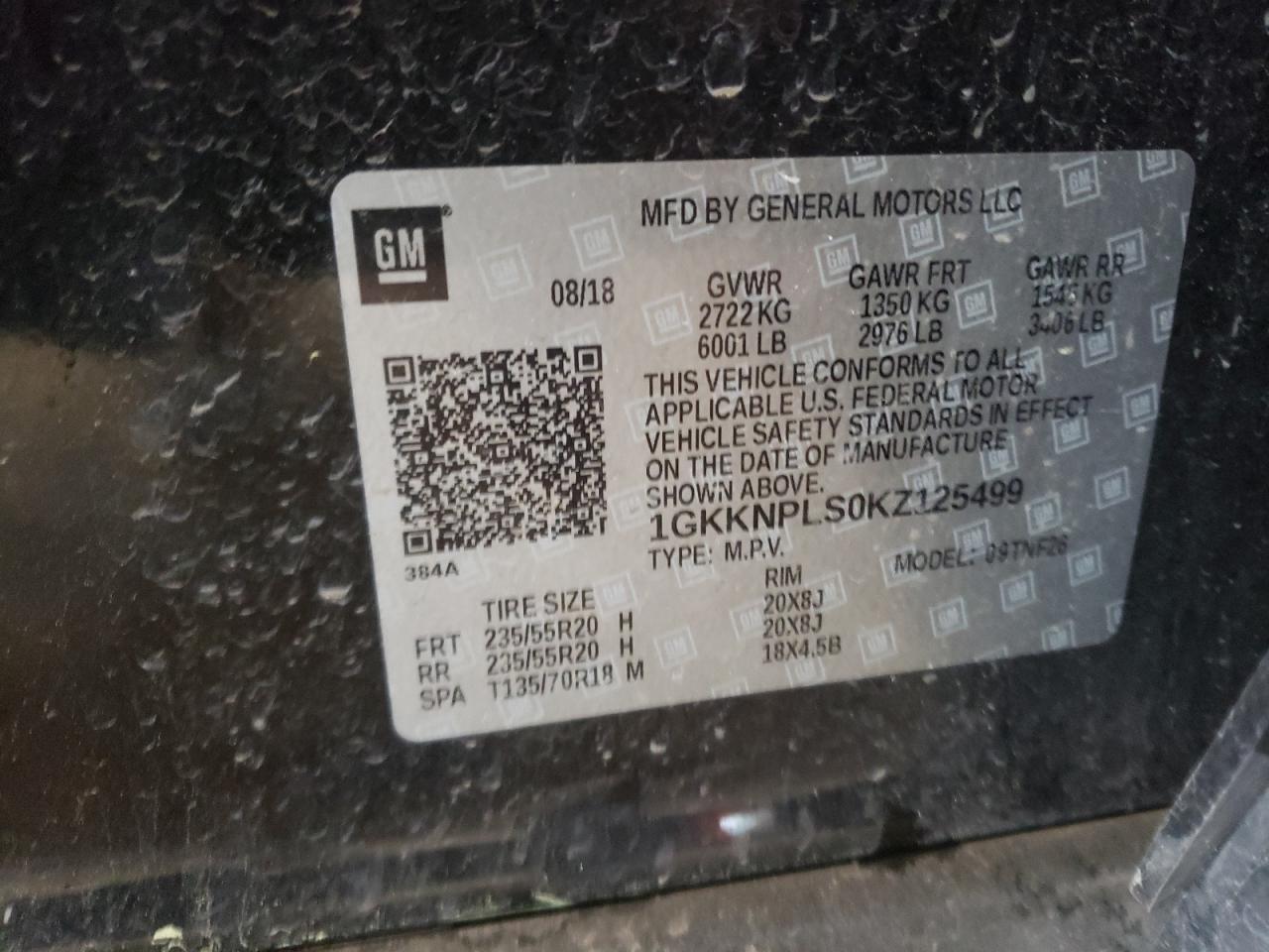 Photo 10 from auction – 2019 GMC ACADIA DEN with VIN 1GKKNPLS0KZ125499