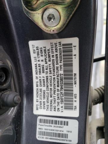 Photo 10 from auction – 2017 HONDA CIVIC EX with VIN 19XFC2F79HE038072