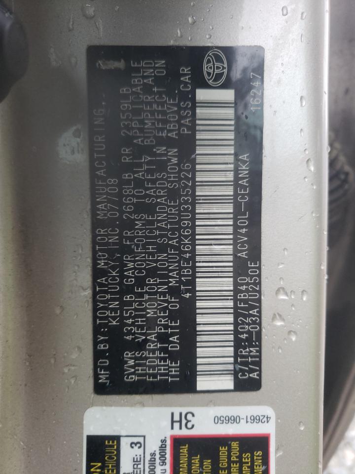 Photo 10 from auction – 2009 TOYOTA CAMRY BASE with VIN 4T1BE46K69U335226