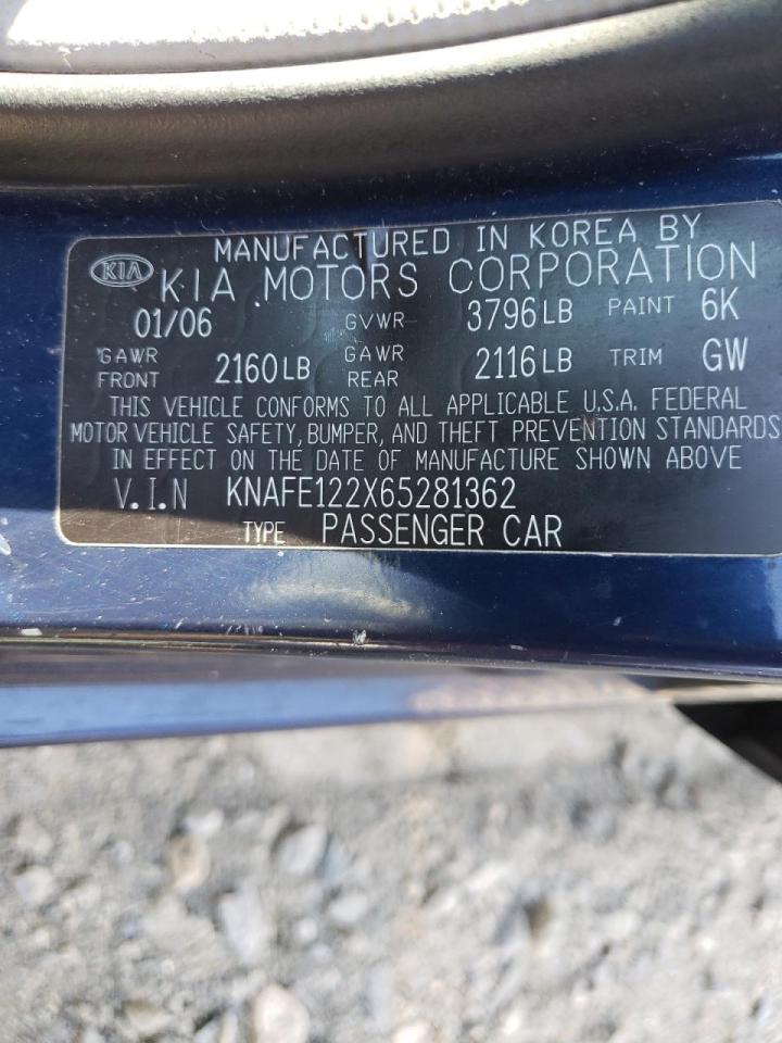 Photo 10 from auction – 2006 KIA SPECTRA LX with VIN KNAFE122X65281362