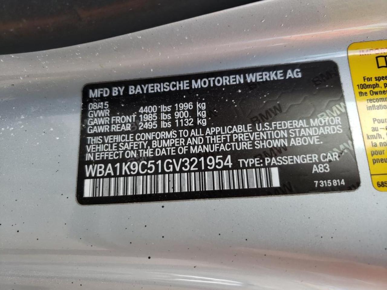Photo 10 from auction – 2016 BMW 228 I SULE with VIN WBA1K9C51GV321954