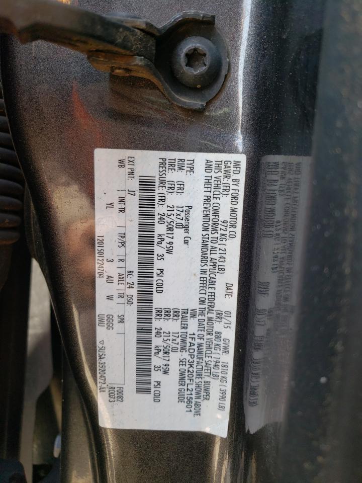 Photo 10 from auction – 2015 FORD FOCUS SE with VIN 1FADP3K20FL215601