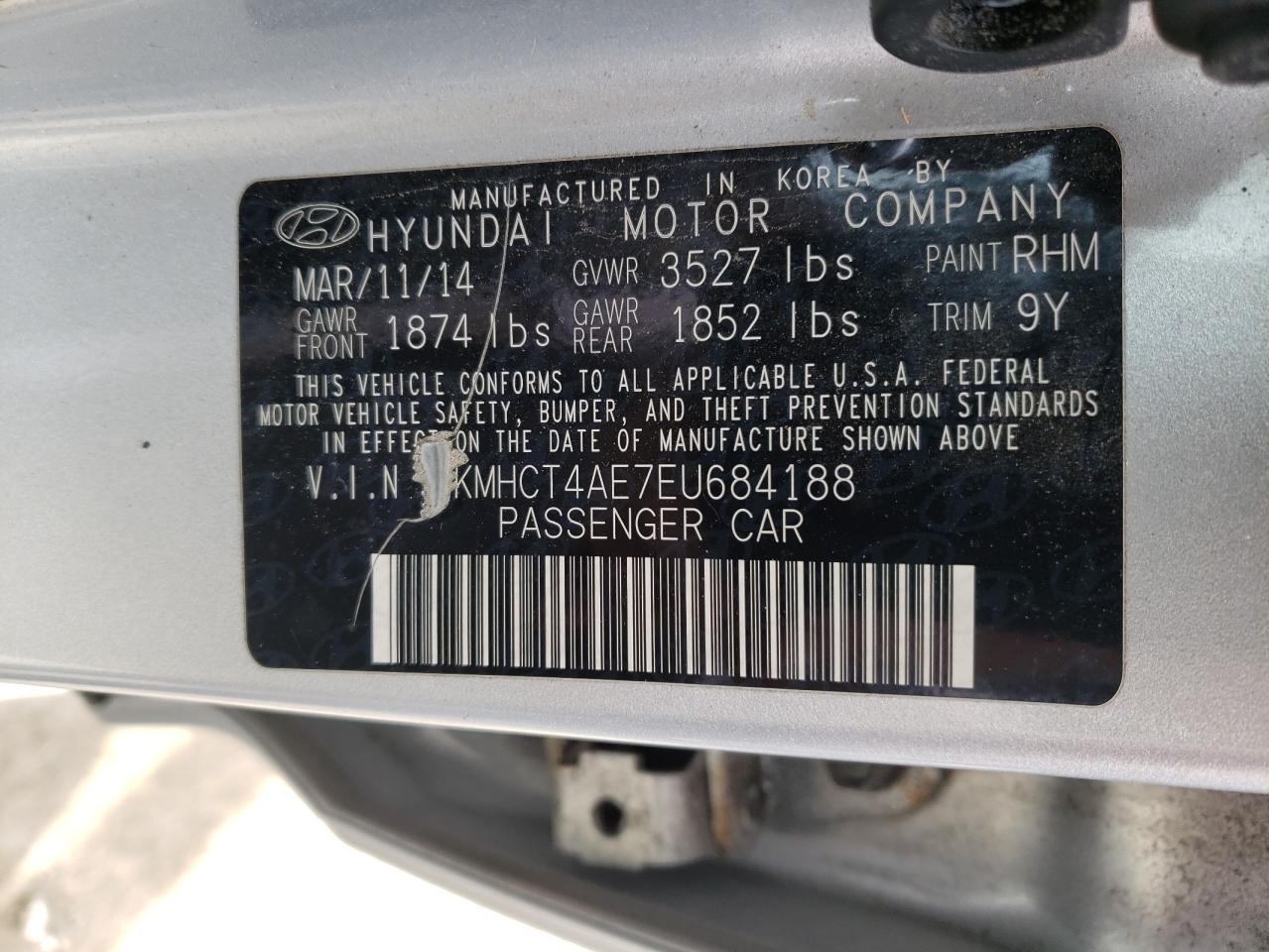 Photo 10 from auction – 2014 HYUNDAI ACCENT GLS with VIN KMHCT4AE7EU684188