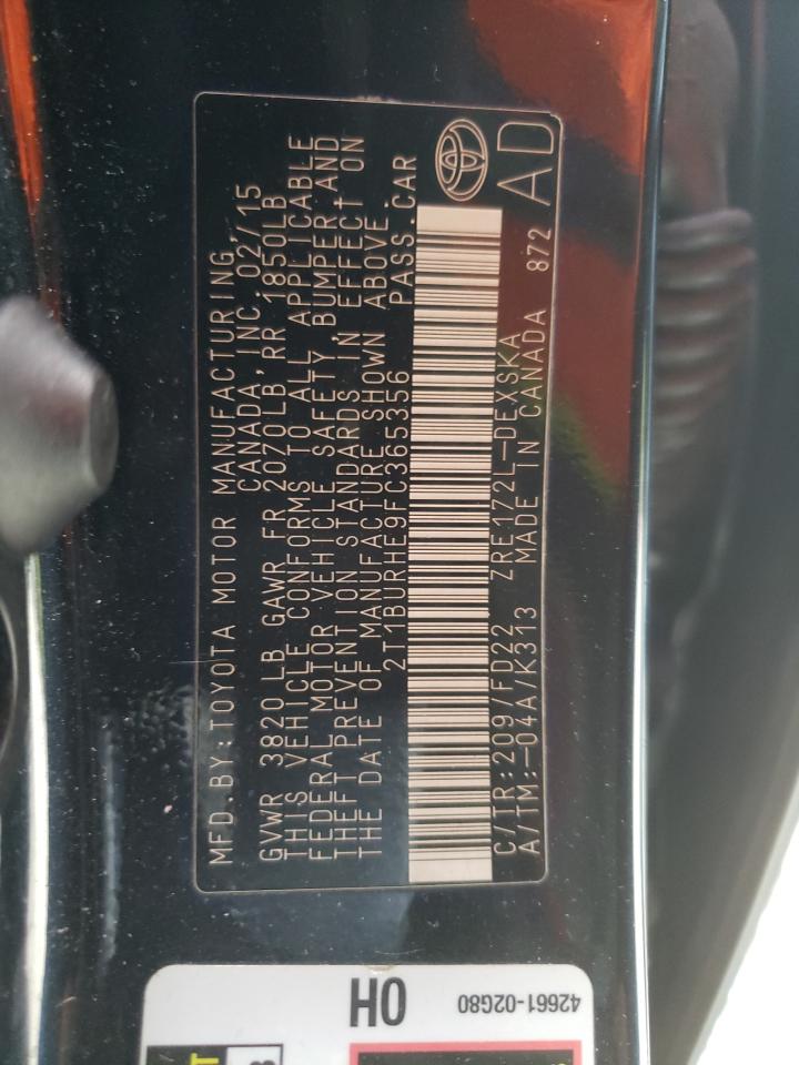 Photo 10 from auction – 2015 TOYOTA COROLLA L with VIN 2T1BURHE9FC365356