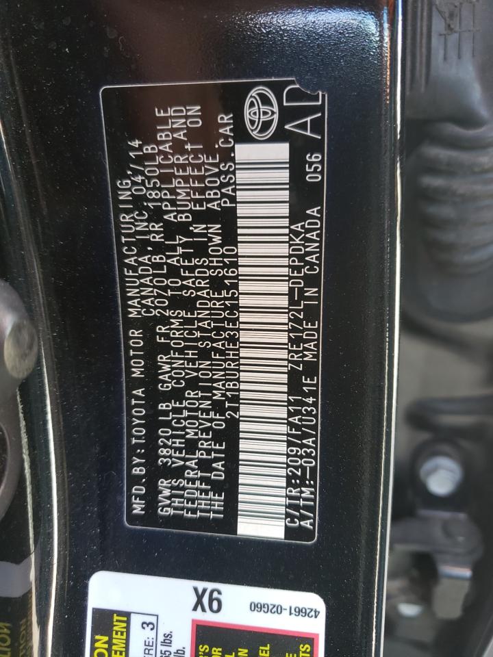 Photo 10 from auction – 2014 TOYOTA COROLLA L with VIN 2T1BURHE3EC151610
