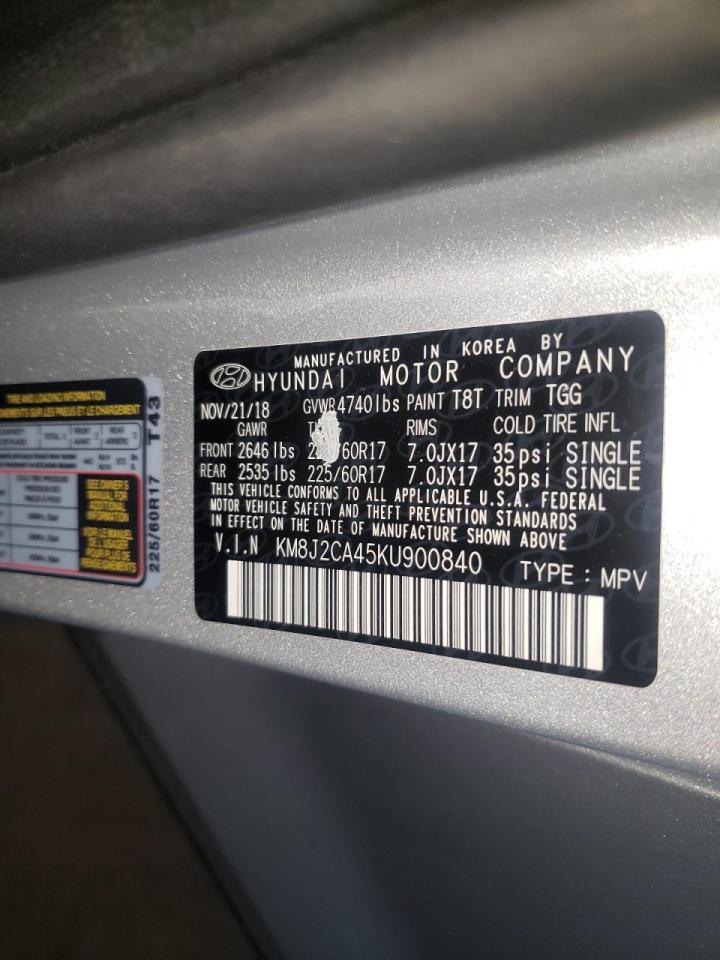 Photo 10 from auction – 2019 HYUNDAI TUCSON SE with VIN KM8J2CA45KU900840