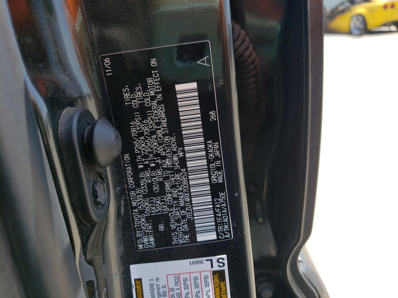 Photo 10 from auction – 2007 TOYOTA 4RUNNER SR with VIN JTEZU14RX70088524