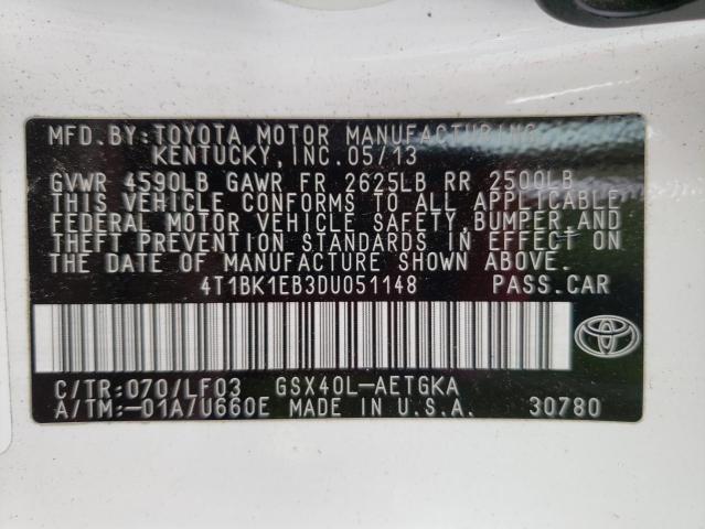 Photo 10 from auction – 2013 TOYOTA AVALON BAS with VIN 4T1BK1EB3DU051148