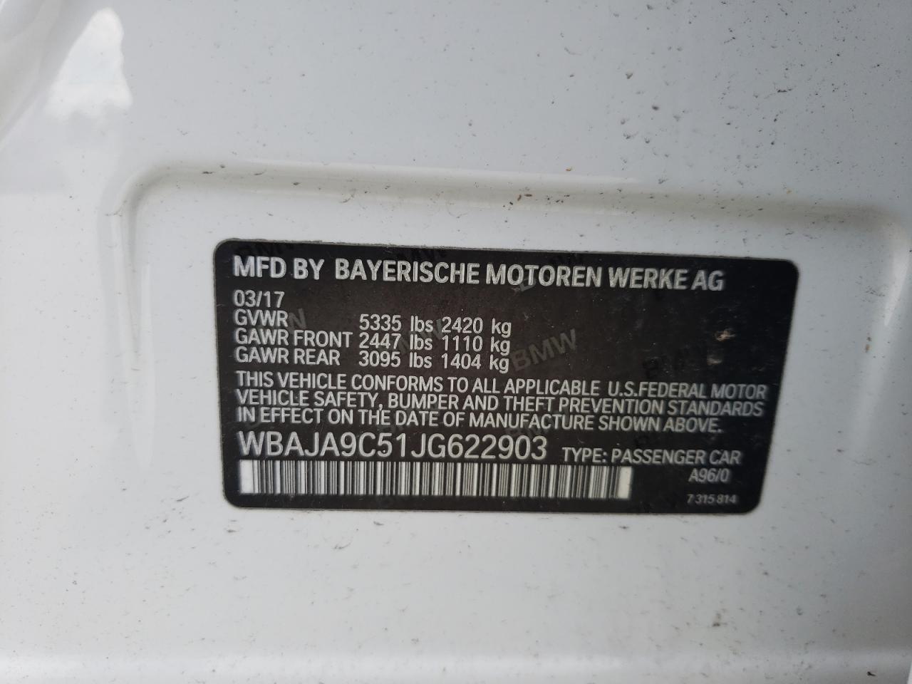 Photo 10 from auction – 2018 BMW 530E with VIN WBAJA9C51JG622903