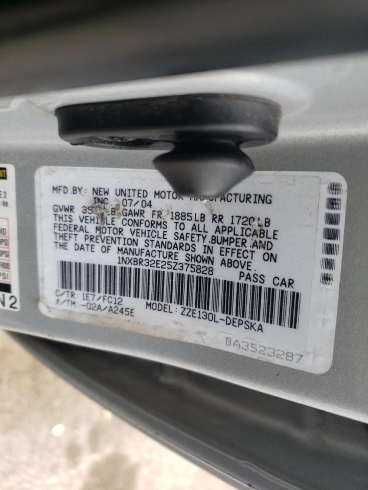Photo 10 from auction – 2005 TOYOTA COROLLA CE with VIN 1NXBR32E25Z375828