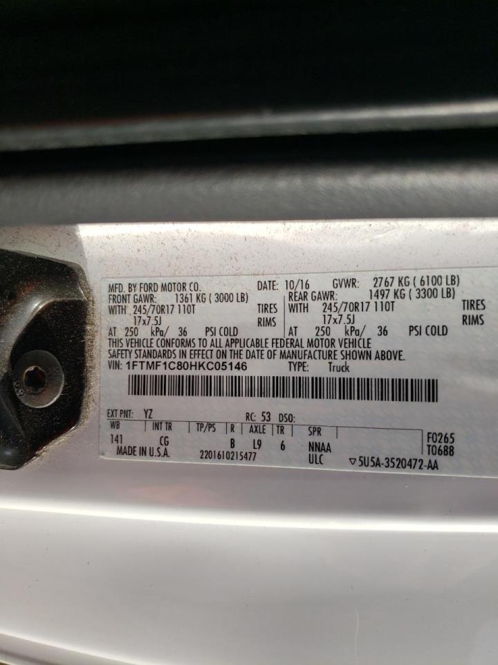 Photo 10 from auction – 2017 FORD F150 with VIN 1FTMF1C80HKC05146
