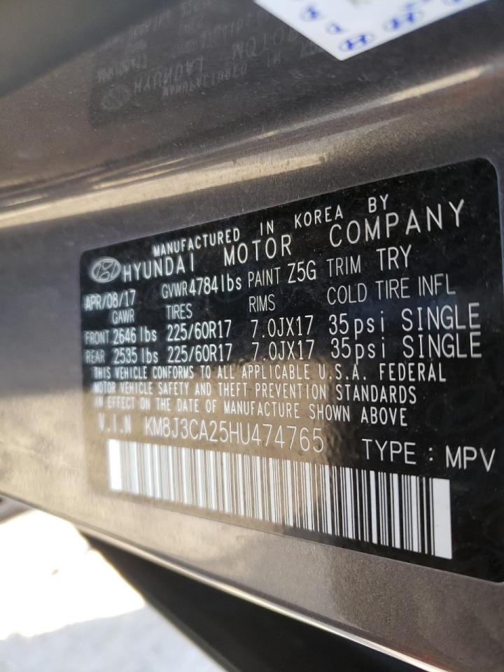 Photo 10 from auction – 2017 HYUNDAI TUCSON LIM with VIN KM8J3CA25HU474765