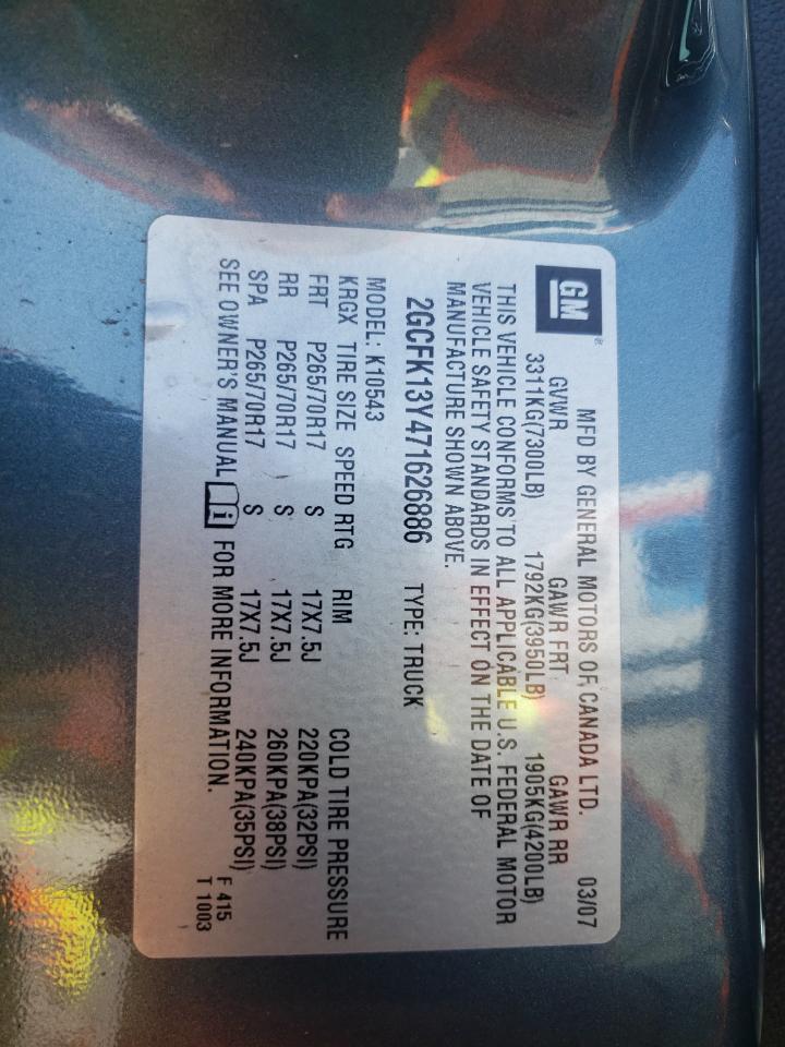 Photo 10 from auction – 2007 CHEVROLET SILVERADO with VIN 2GCFK13Y471626886