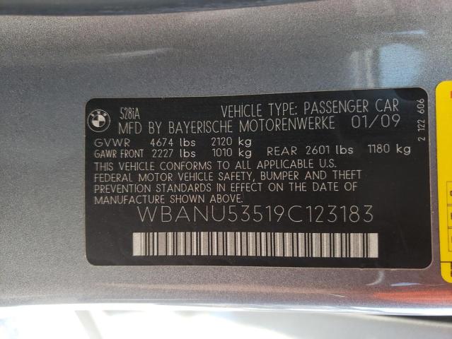 Photo 10 from auction – 2009 BMW 528 I with VIN WBANU53519C123183
