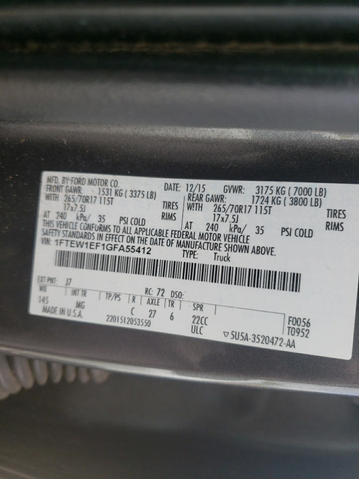 Photo 10 from auction – 2016 FORD F150 SUPER with VIN 1FTEW1EF1GFA55412