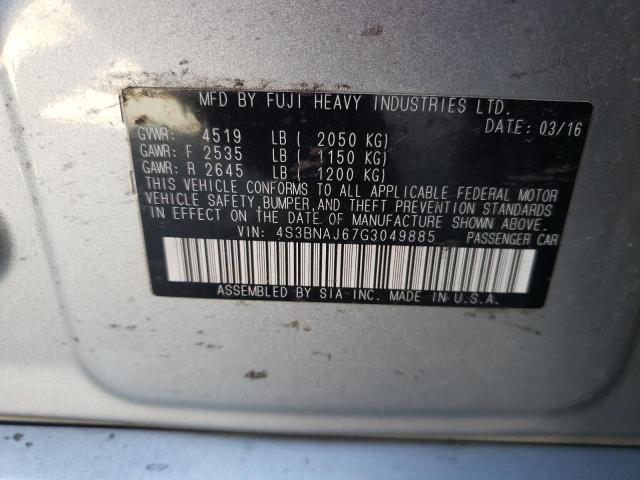 Photo 10 from auction – 2016 SUBARU LEGACY 2.5 with VIN 4S3BNAJ67G3049885