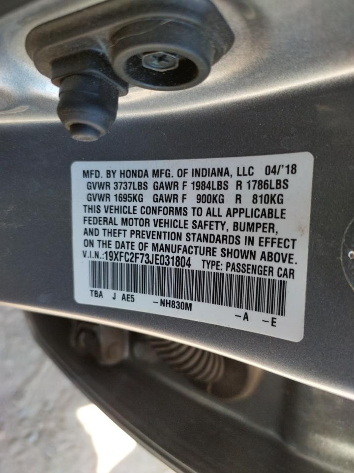 Photo 10 from auction – 2018 HONDA CIVIC EX with VIN 19XFC2F73JE031804