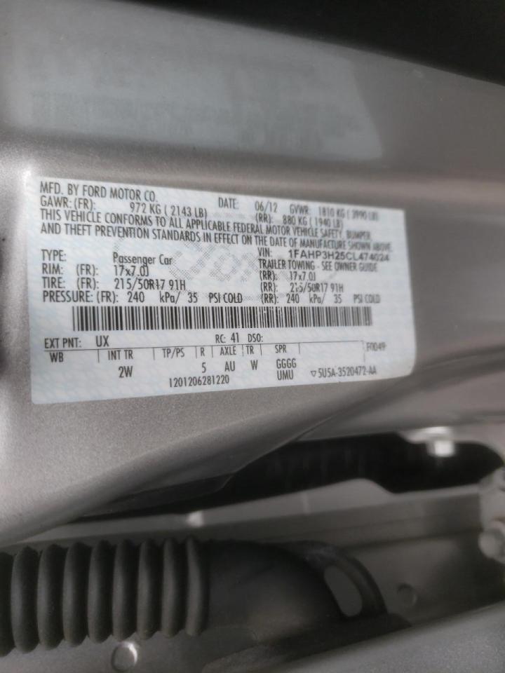 Photo 10 from auction – 2012 FORD FOCUS SEL with VIN 1FAHP3H25CL474024
