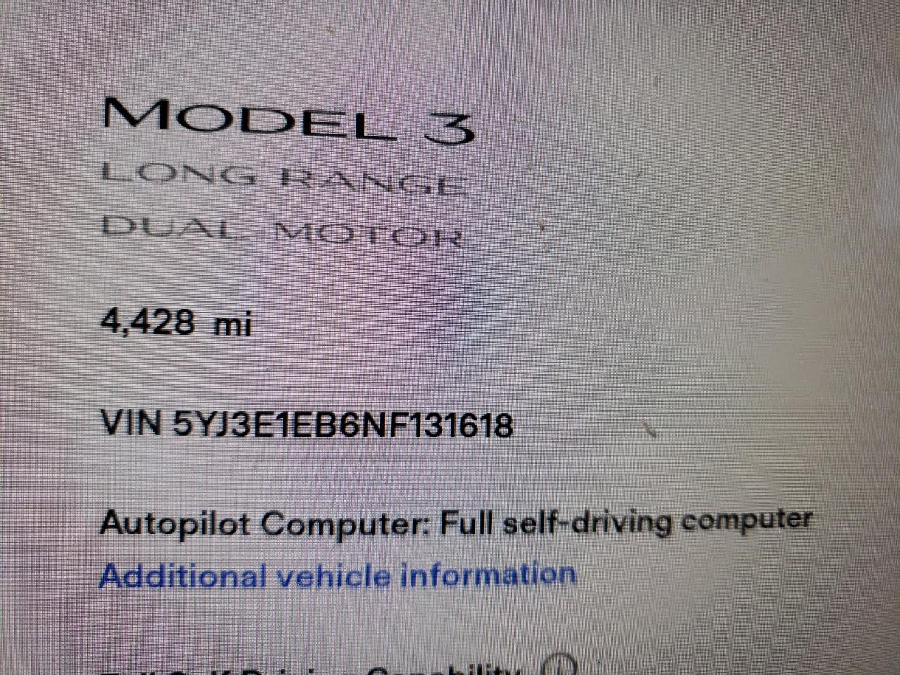 Photo 8 from auction – 2022 TESLA MODEL 3 with VIN 5YJ3E1EB6NF131618