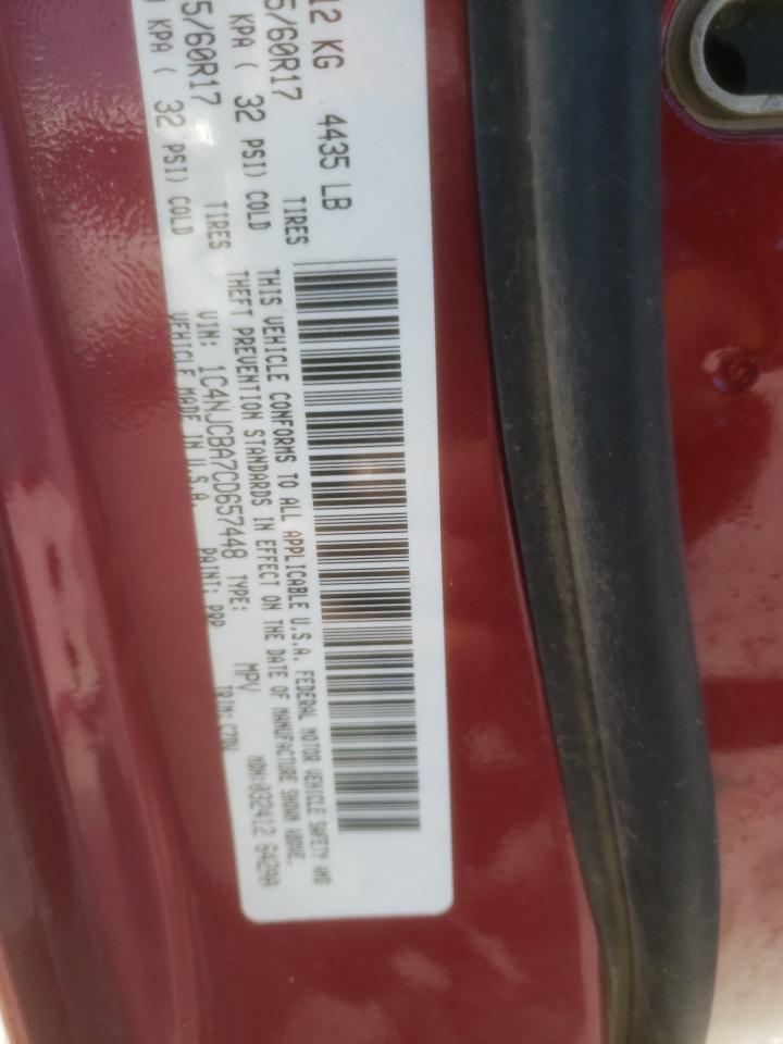 Photo 10 from auction – 2012 JEEP COMPASS SP with VIN 1C4NJCBA7CD657448