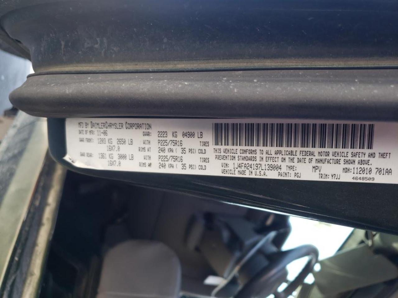 Photo 10 from auction – 2007 JEEP WRANGLER X with VIN 1J4FA24197L139004