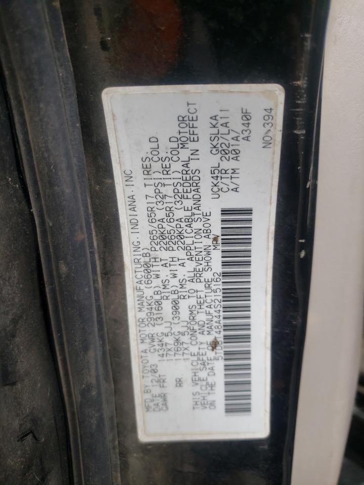 Photo 10 from auction – 2004 TOYOTA SEQUOIA LI with VIN 5TDBT48A44S215162