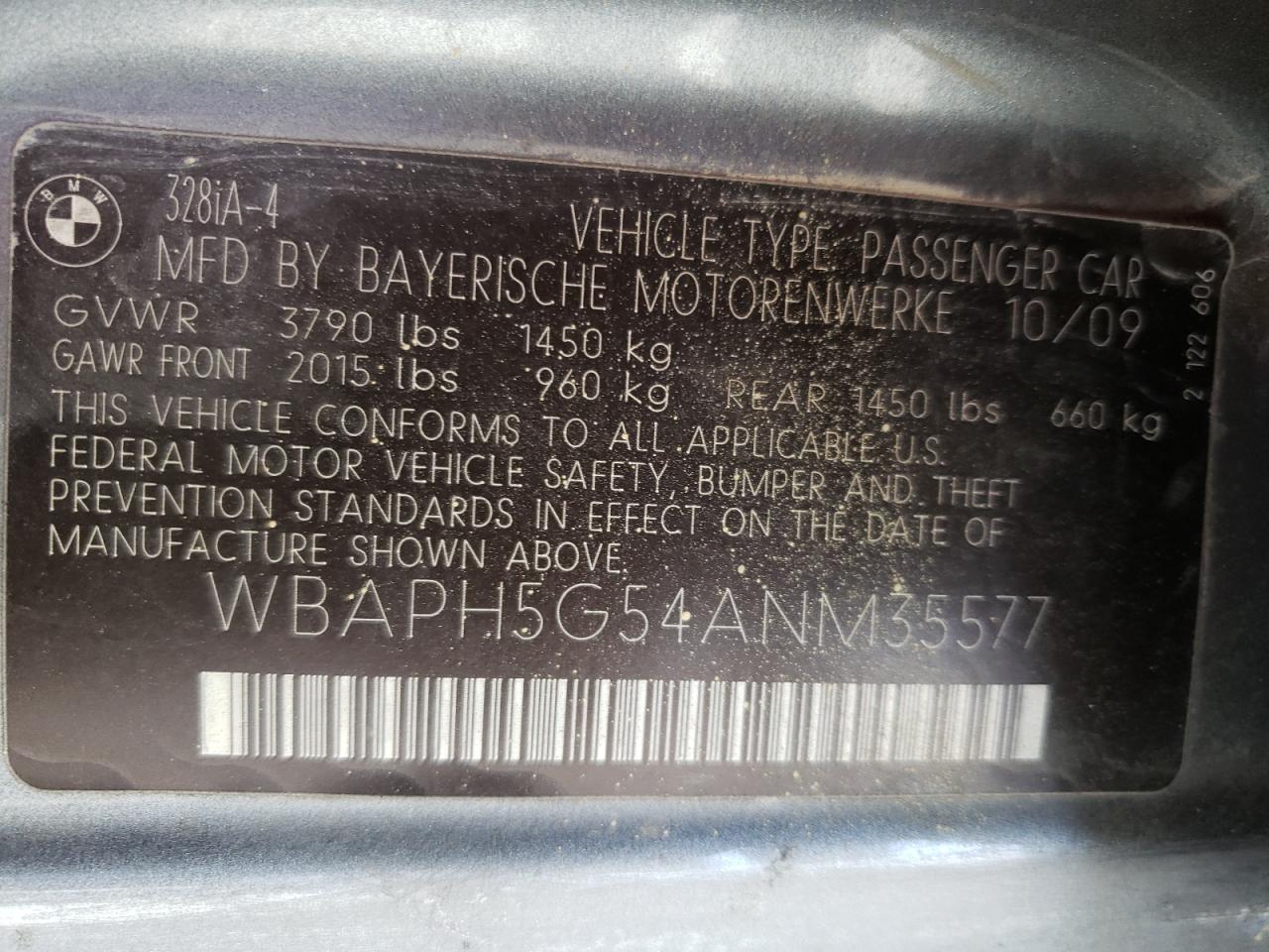 Photo 10 from auction – 2010 BMW 328 I SULE with VIN WBAPH5G54ANM35577
