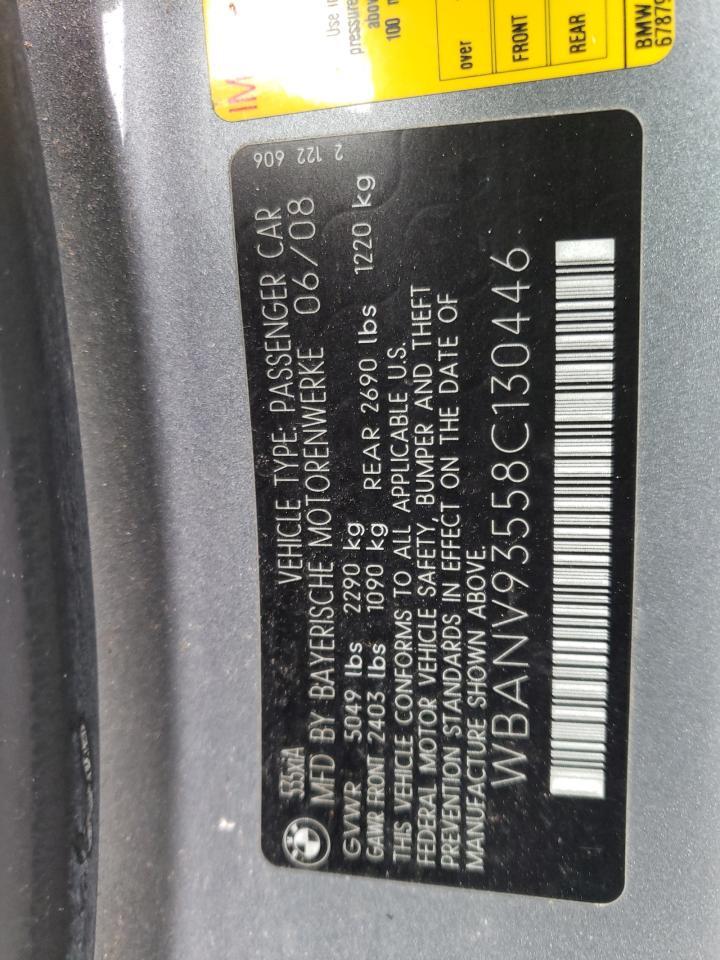 Photo 10 from auction – 2008 BMW 535 XI with VIN WBANV93558C130446