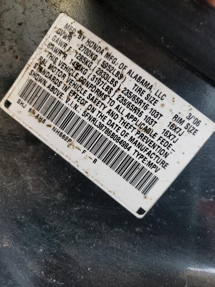 Photo 10 from auction – 2006 HONDA ODYSSEY with VIN 5FNRL38786B084984