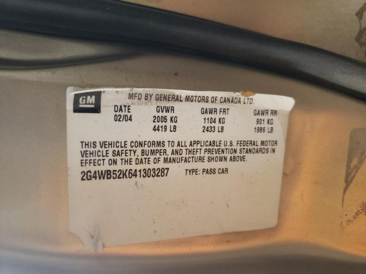Photo 10 from auction – 2004 BUICK REGAL LS with VIN 2G4WB52K641303287