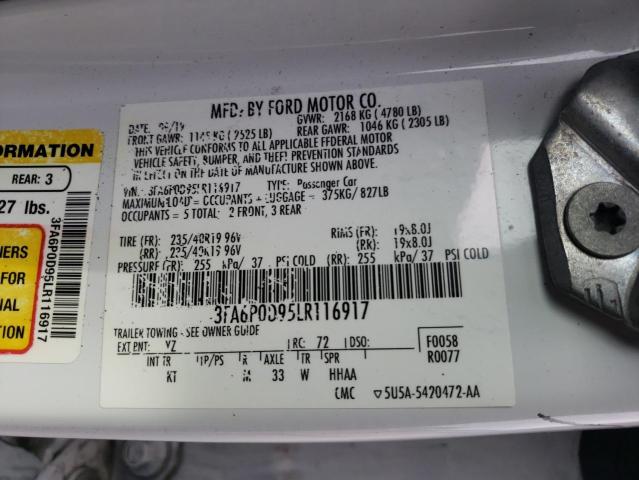 Photo 10 from auction – 2020 FORD FUSION TIT with VIN 3FA6P0D95LR116917