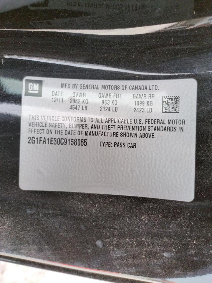 Photo 10 from auction – 2012 CHEVROLET CAMARO LS with VIN 2G1FA1E30C9158065