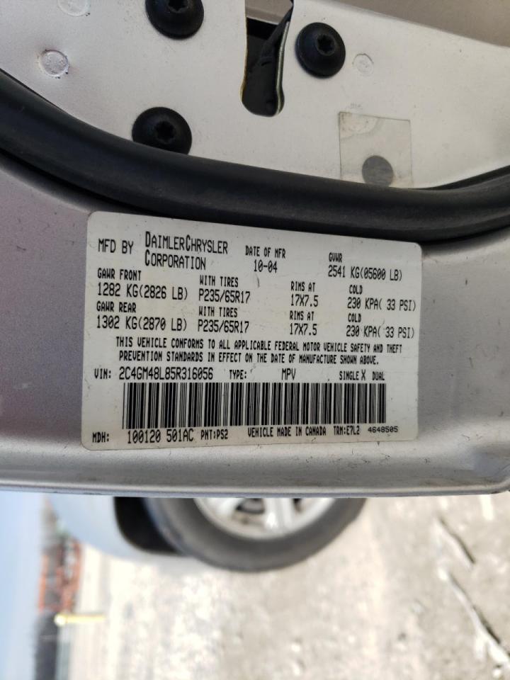 Photo 10 from auction – 2005 CHRYSLER PACIFICA with VIN 2C4GM48L85R316056