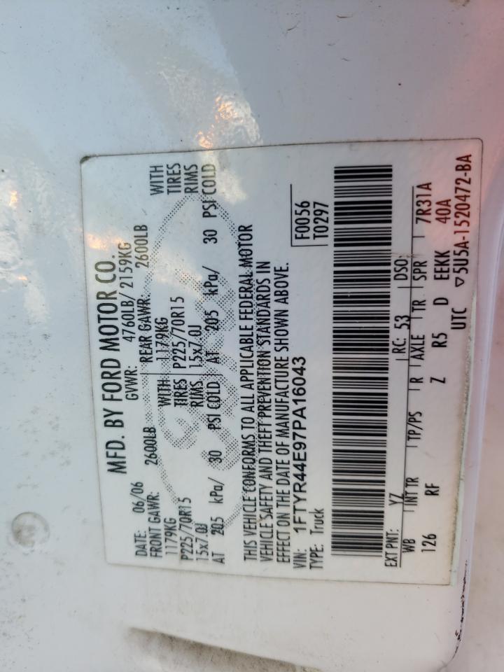 Photo 10 from auction – 2007 FORD RANGER SUP with VIN 1FTYR44E97PA16043