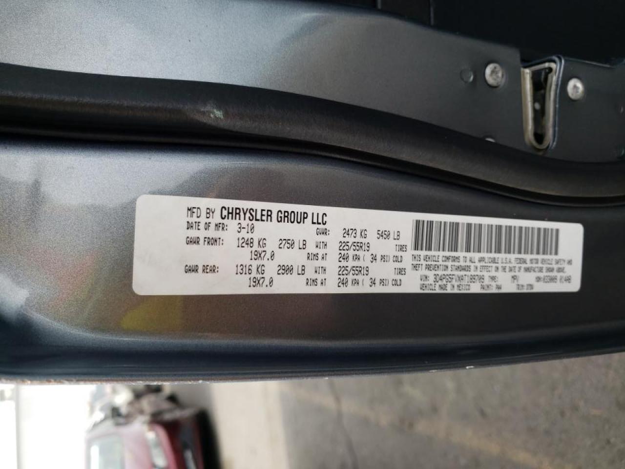 Photo 10 from auction – 2010 DODGE JOURNEY SX with VIN 3D4PG5FVXAT189709