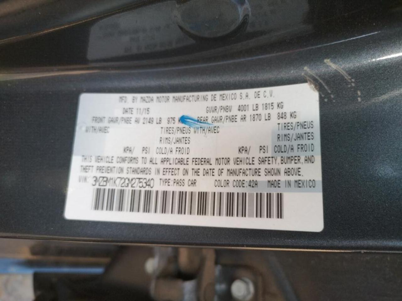 Photo 10 from auction – 2016 MAZDA 3 SPORT with VIN 3MZBM1K72GM275340