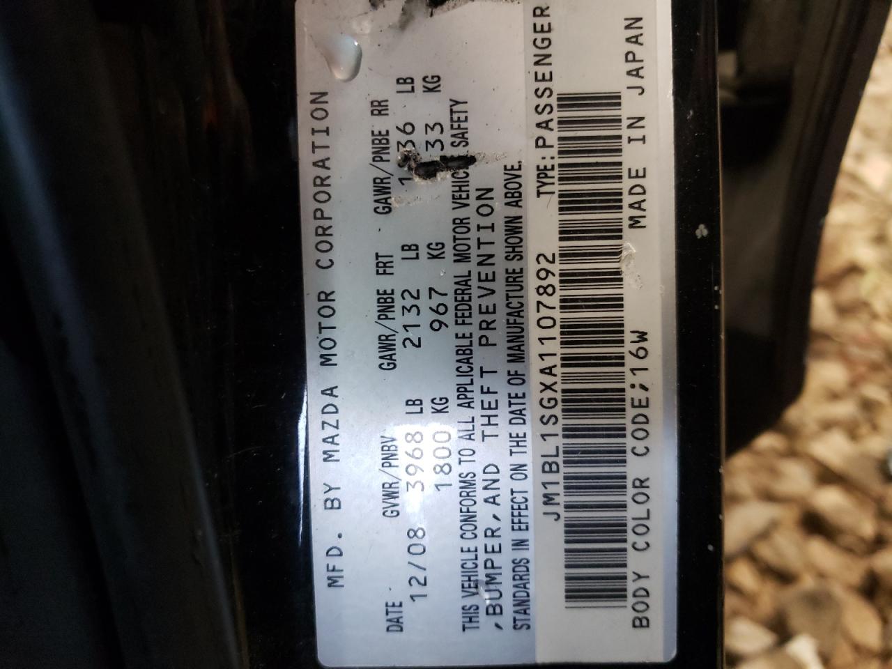 Photo 10 from auction – 2010 MAZDA 3 I with VIN JM1BL1SGXA1107892