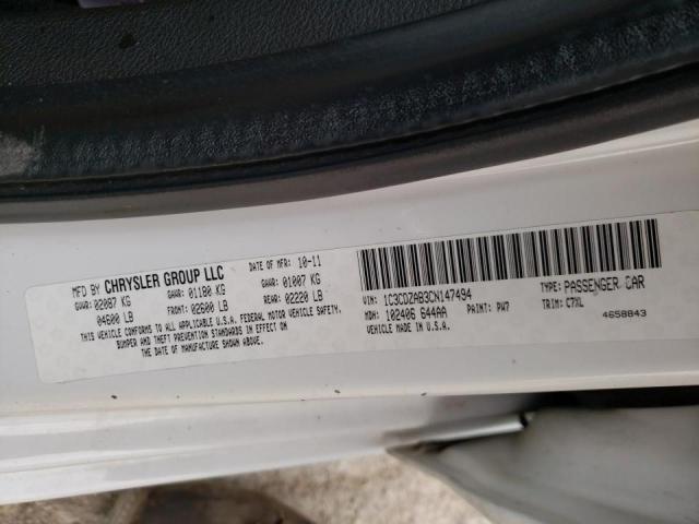 Photo 10 from auction – 2012 DODGE AVENGER with VIN 1C3CDZAB3CN147494