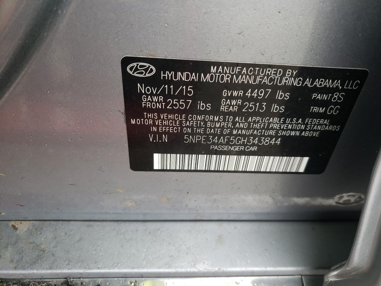 Photo 10 from auction – 2016 HYUNDAI SONATA SPO with VIN 5NPE34AF5GH343844