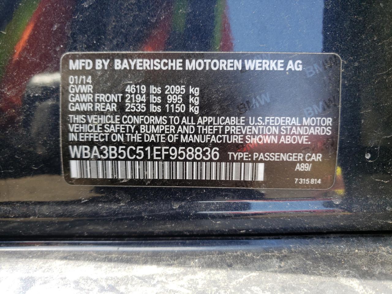 Photo 10 from auction – 2014 BMW 328 XI SUL with VIN WBA3B5C51EF958836
