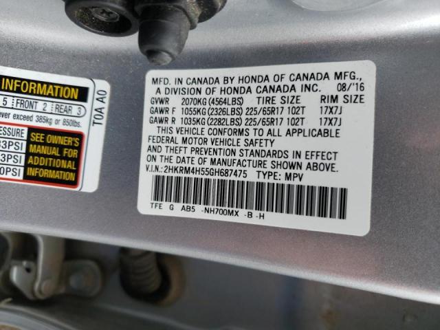Photo 10 from auction – 2016 HONDA CR-V EX with VIN 2HKRM4H55GH687475