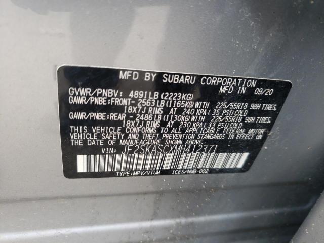 Photo 10 from auction – 2021 SUBARU FORESTER L with VIN JF2SKASCXMH412371