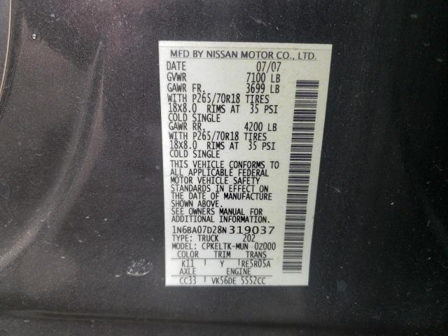 Photo 10 from auction – 2008 NISSAN TITAN with VIN 1N6BA07D28N319037