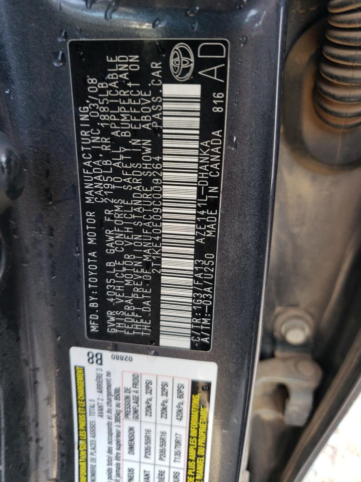 Photo 10 from auction – 2009 TOYOTA COROLLA MA with VIN 2T1KE40E09C009264