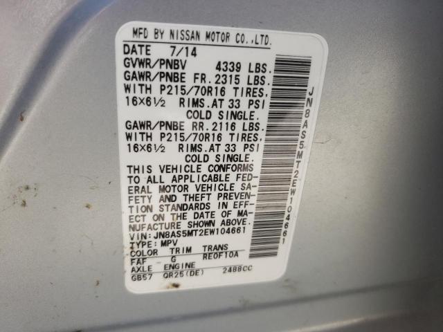 Photo 10 from auction – 2014 NISSAN ROGUE SELE with VIN JN8AS5MT2EW104661