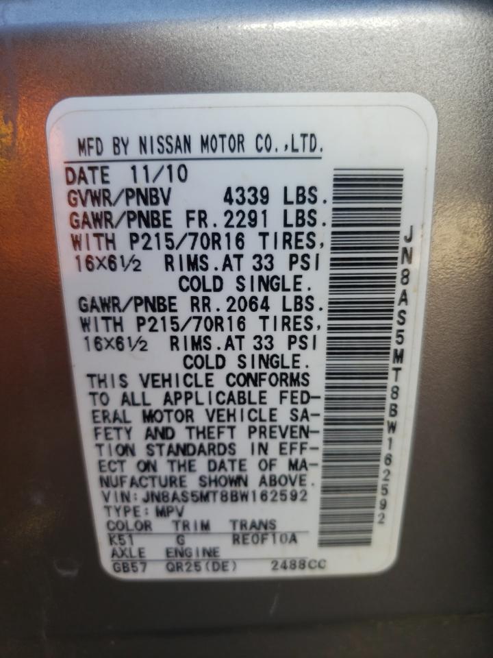 Photo 10 from auction – 2011 NISSAN ROGUE S with VIN JN8AS5MT8BW162592
