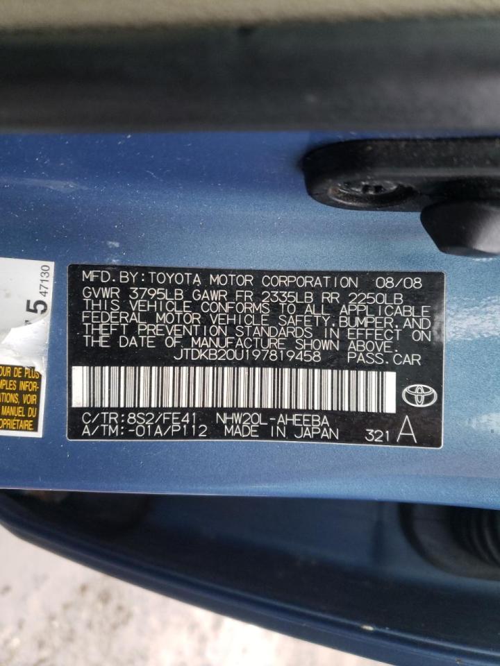 Photo 10 from auction – 2009 TOYOTA PRIUS with VIN JTDKB20U197819458