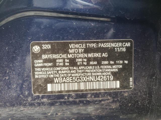 Photo 10 from auction – 2017 BMW 320 XI with VIN WBA8E5G3XHNU42619